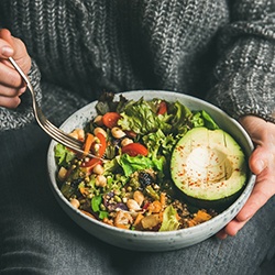 A closeup of a healthy vegetarian dinner